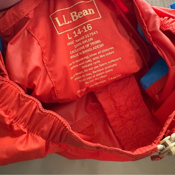 L.L. Bean Kids Colorblock Raincoat Size L 14-16 - Picture 5 of 5